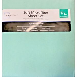 Mainstays Soft Microfiber 3 pc Sheets Set~Wrinkle Resist~Twin/TXL~Mint Green~NEW